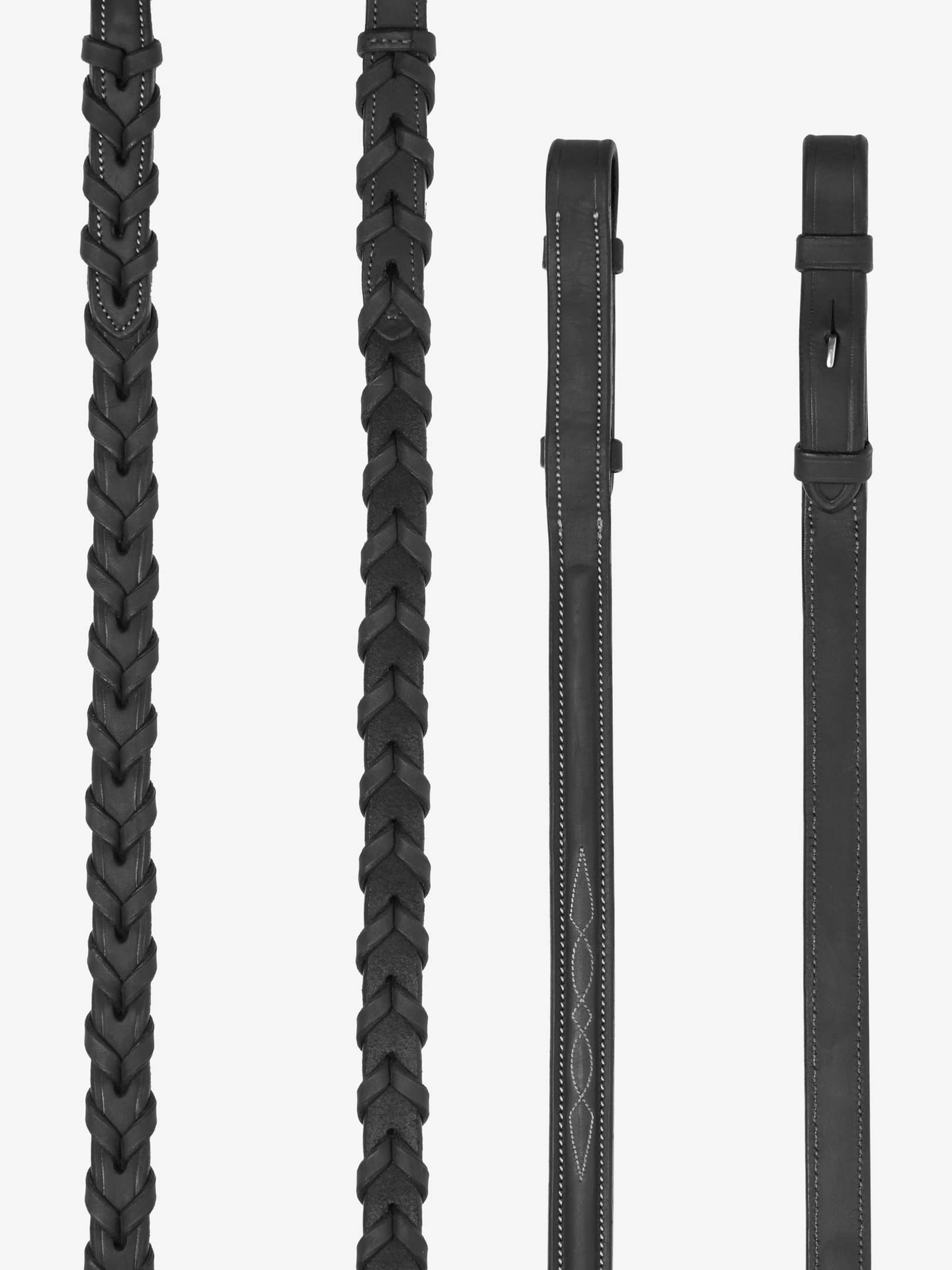LeMieux Hunter Leather Laced Reins Black/Silver