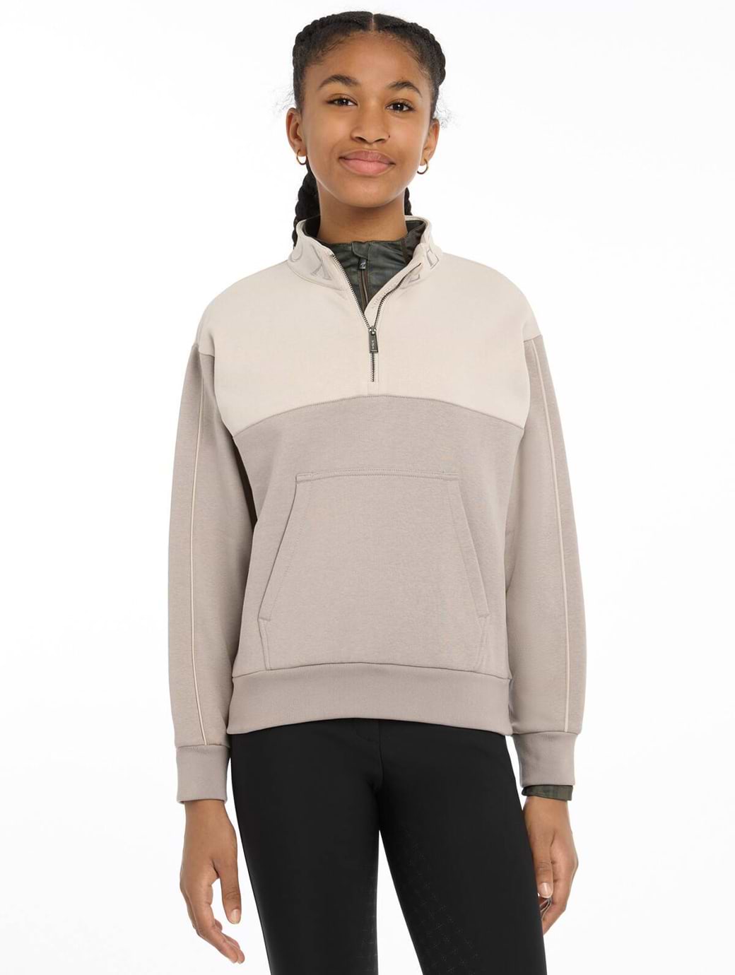 LeMieux Young Rider Kate Quarter Zip Sweat Ash/Stone