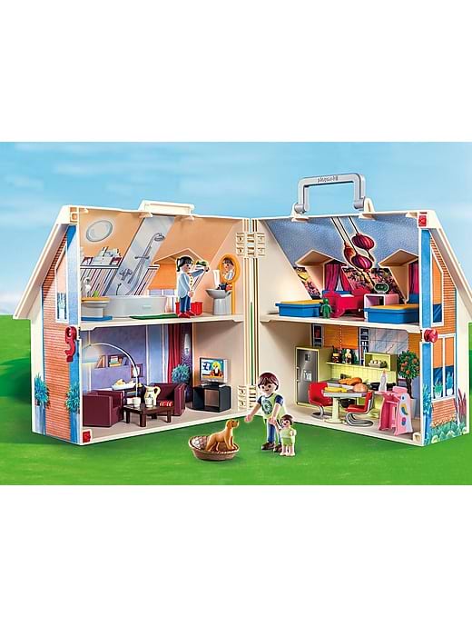 Playmobil Comfortable Living Room Furniture Pack - With Illuminated Fireplace, Figures & Fold-Out Beds