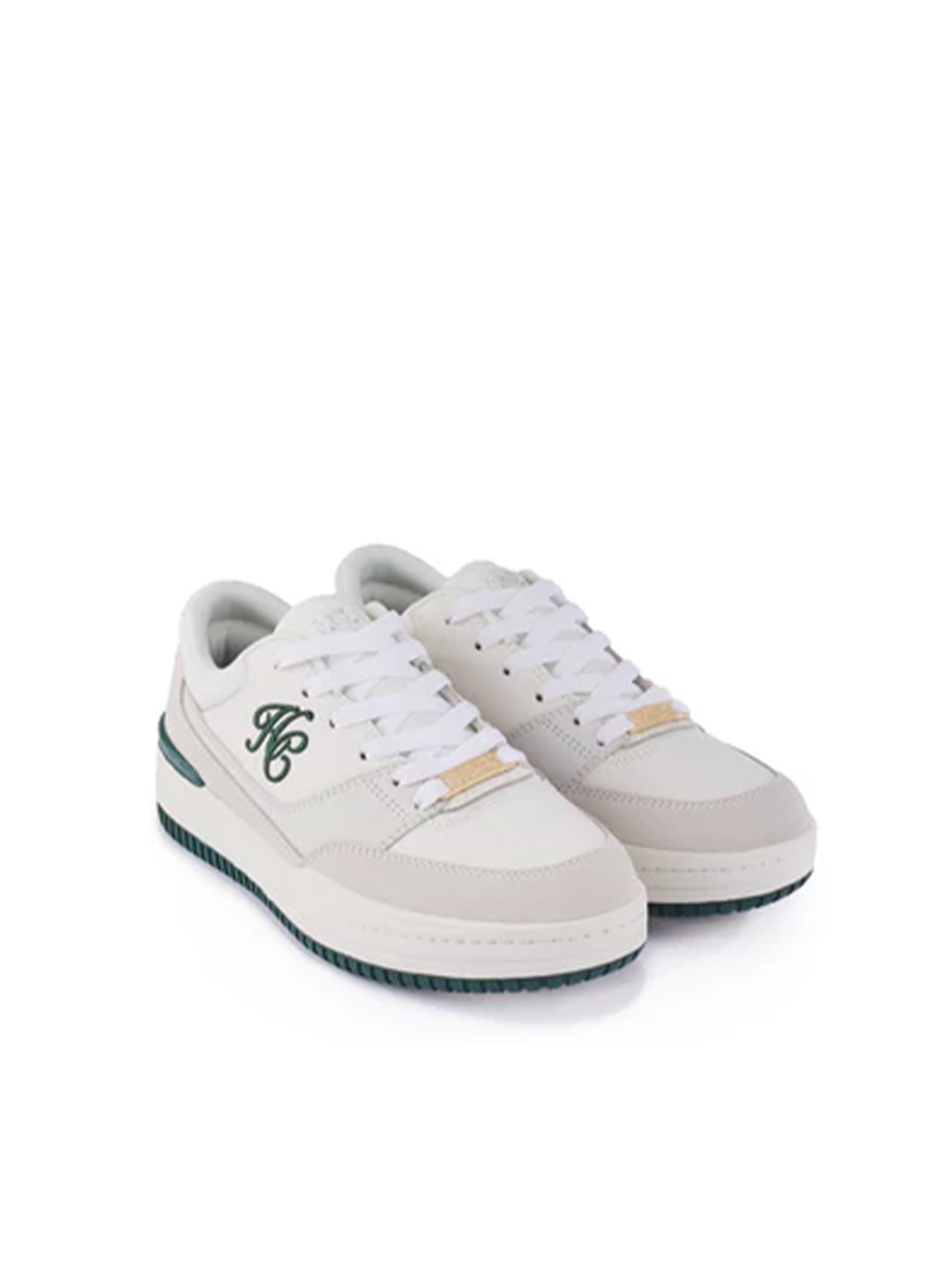 Holland Cooper Retro Trainer White Racing Green