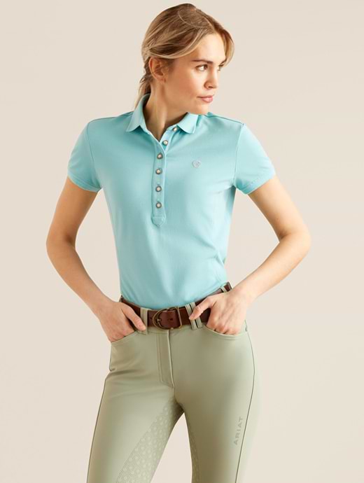 Ariat Women s Prix 2.0 Short Sleeve Polo Shirt Marine Blue Griggs Equestrian