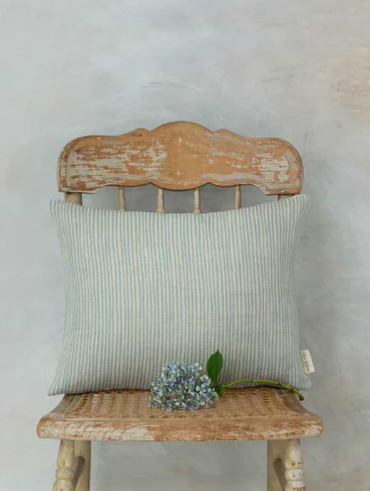 Image required Sam Wilson Blue Stripe Rectangle Linen Cushion