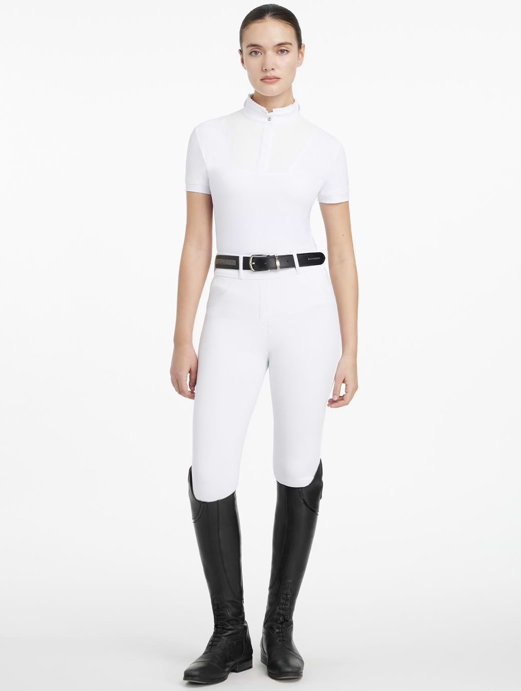 LeMieux Sophia Short Sleeve Pleated Show Shirt White
