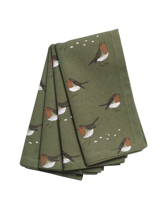 Sophie Allport Napkins- Set of Four Robins