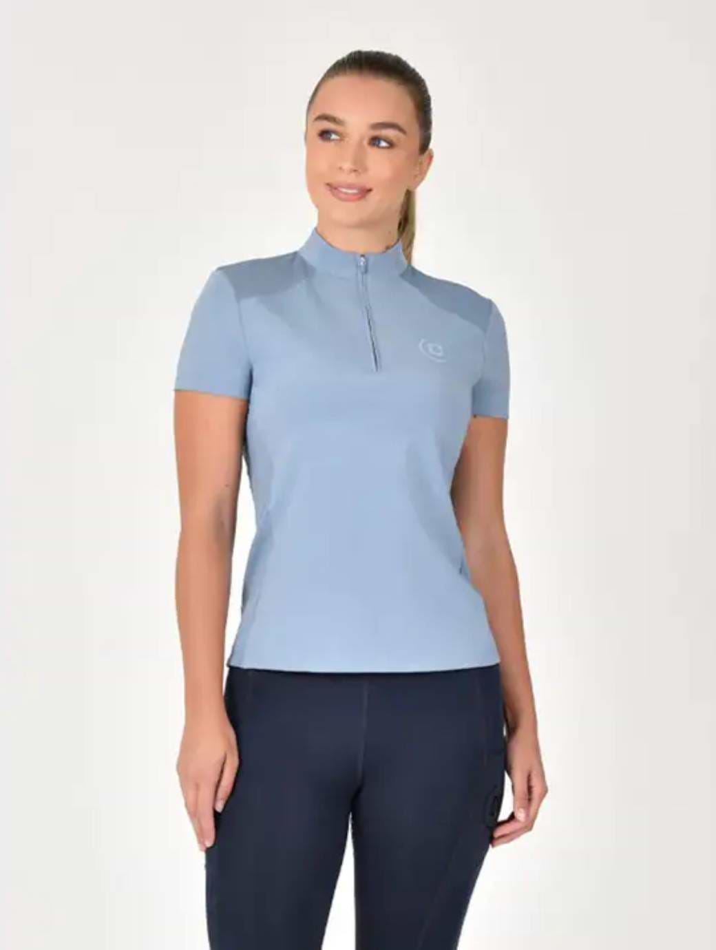 Dublin Half Zip Breathable Short Sleeve Top Blue Fog