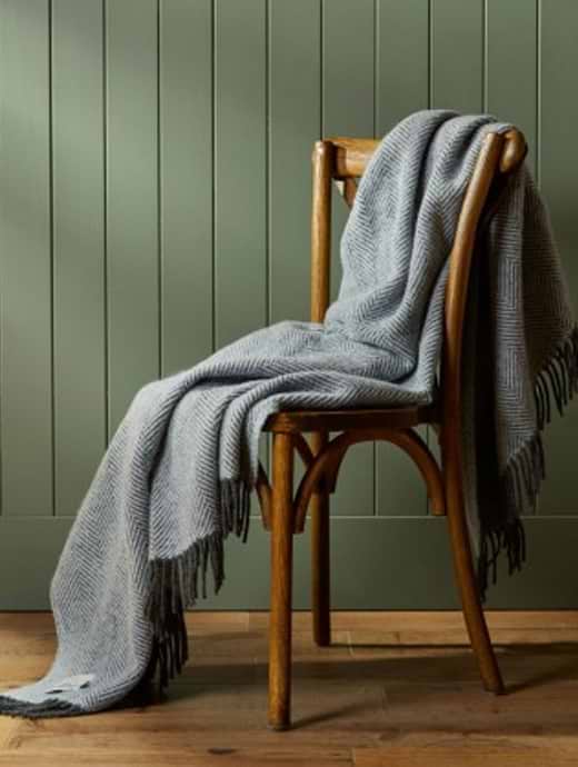 Tweedmill Herringbone Powder Blue Charcoal Throw 150 x 183 cms Griggs Equestrian