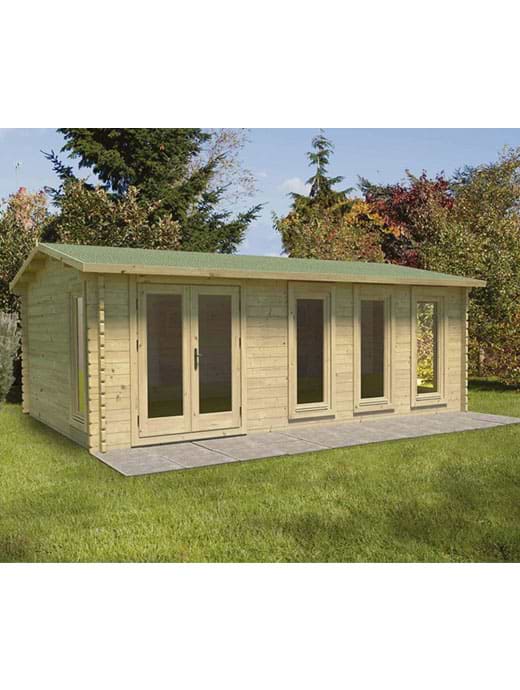 Forest Garden Blakedown 6.0m x 4.0m Log Cabin - Apex Roof Double Glazed 34kg Polyester Felt Plus Underlay