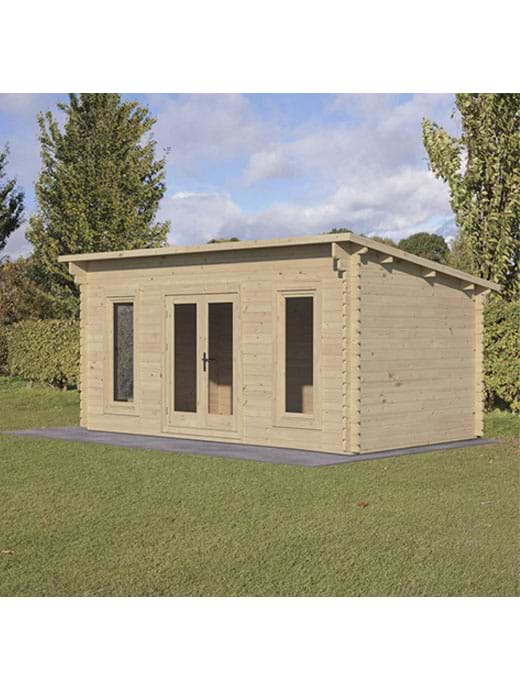 Forest Garden Elmley 5.0m x 3.0m Log Cabin - Pent Roof Double Glazed 24kg Polyester Felt No Underlay