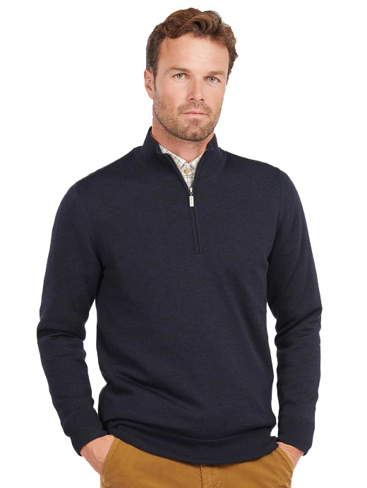 Barbour Gamlan Half Zip Jumper Navy Griggs