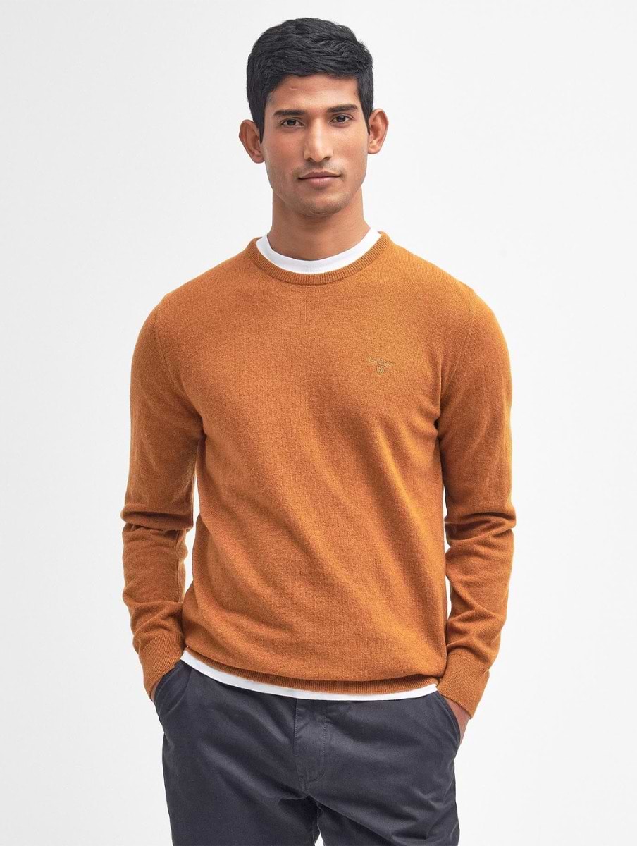 Barbour Men s Essential Lambswool Crew Neck Sweatshirt Dark Copper