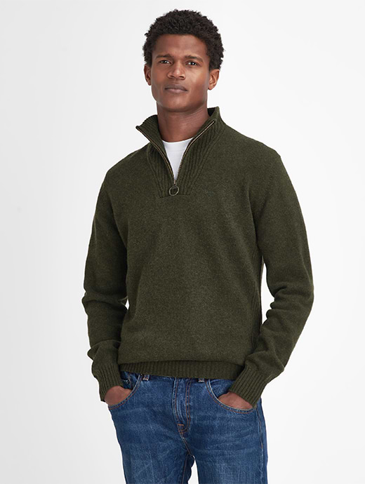 Barbour Essential Lambswool Half Zip Jumper Charcoal Griggs