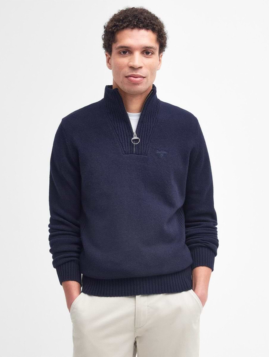 Men's barbour essential lambswool half zip sweater best sale
