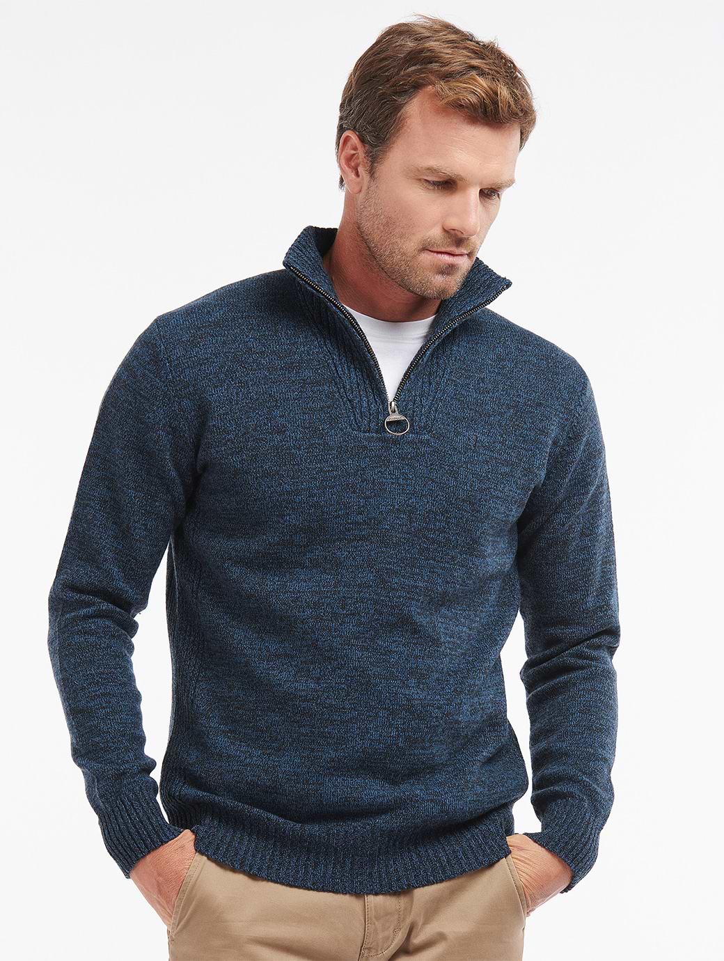Men's barbour essential lambswool half zip sweater online