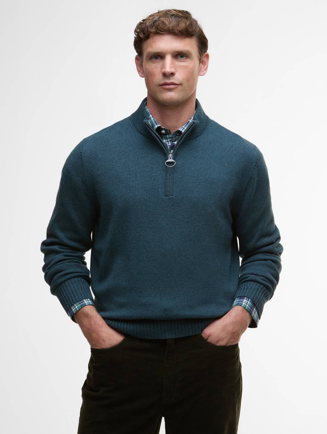 Barbour Men's Kelson Half Zip Knitted Jumper Mallard Green