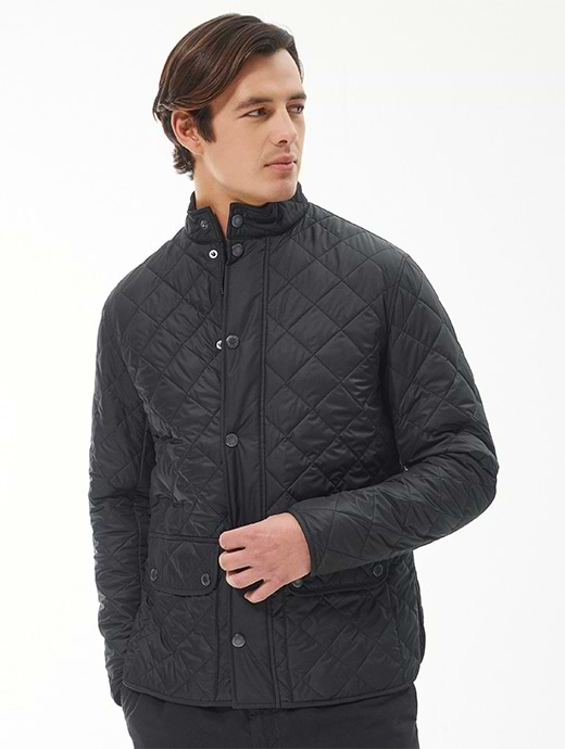 Barbour black quilted jacket mens top