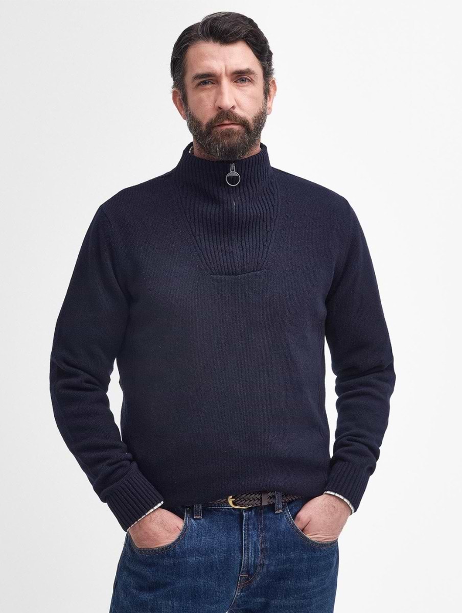 Barbour Men s Nelson Essential Half Zip Jumper Navy