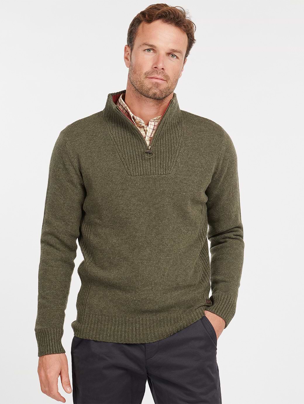 Barbour Nelson Essential Half Zip Sweater Seaweed