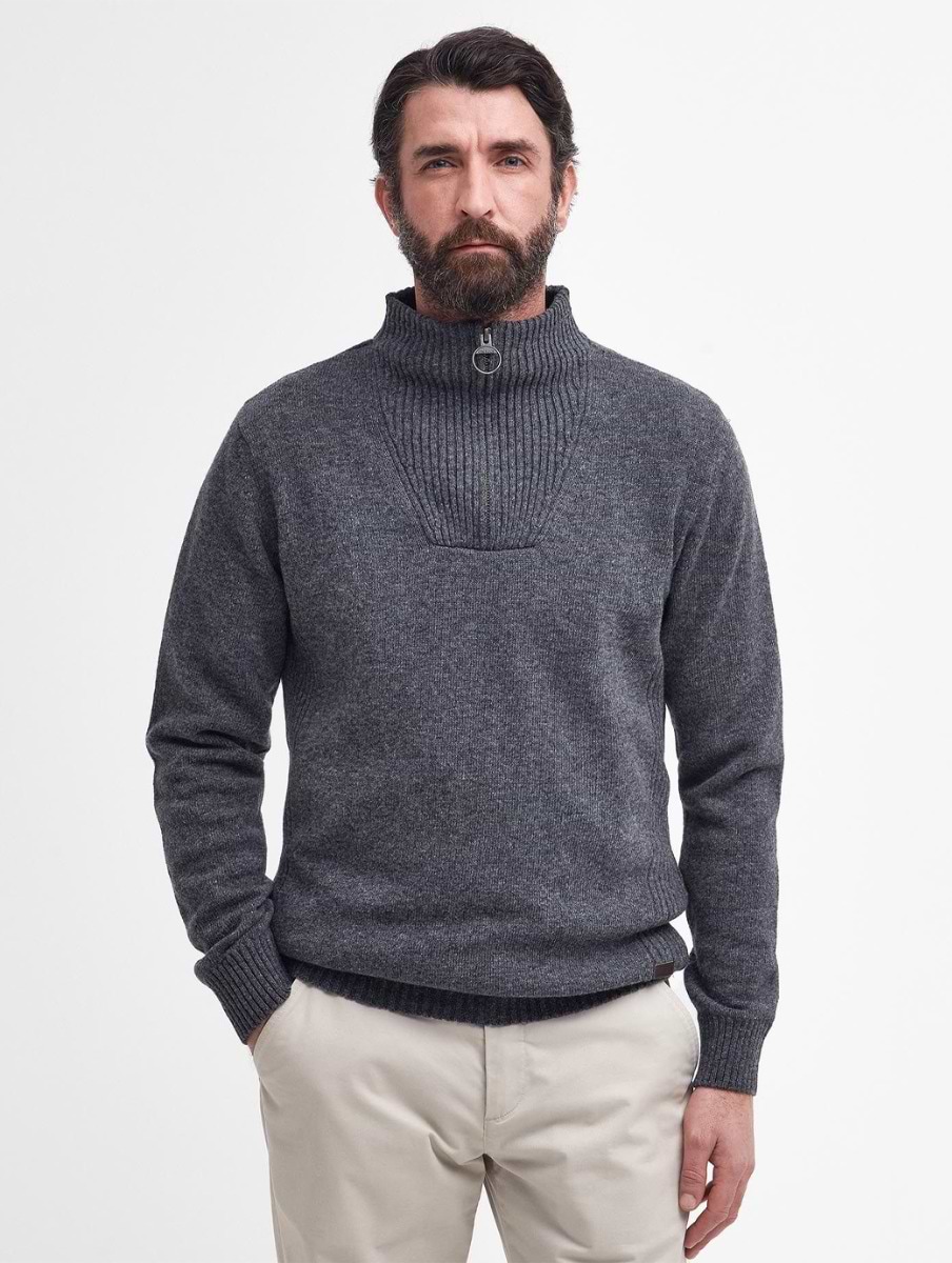 Mens grey barbour jumper sale