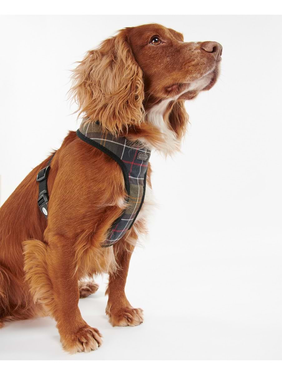Barbour Tartan Dog Harness Taupe Pink