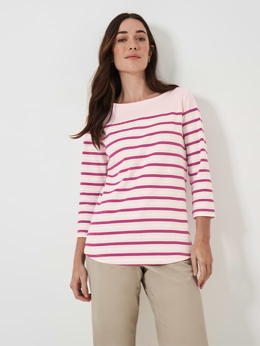 Crew Clothing Women's Ultimate Breton Pink Stripe