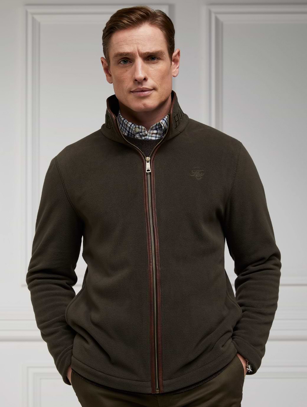 Holland Cooper Men's Country Fleece Jacket Khaki