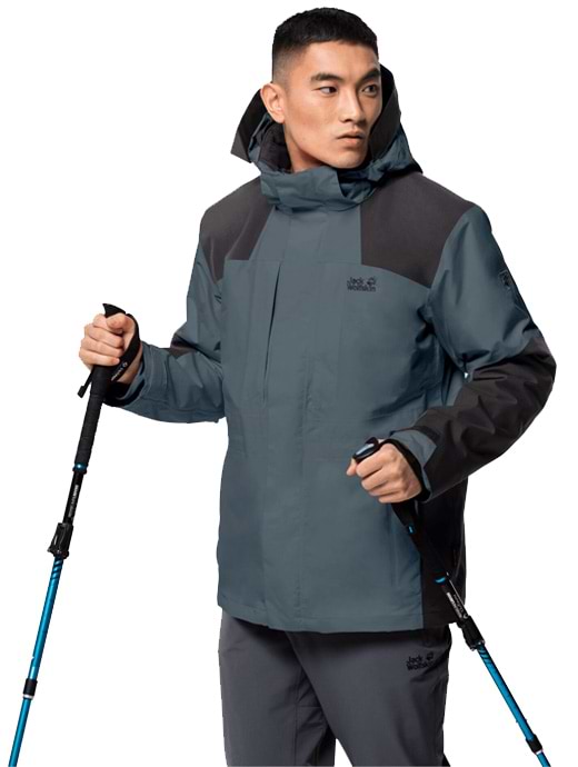 Jack Wolfskin Men s Thorvald 3 in 1 Hardshell Jacket Storm Grey