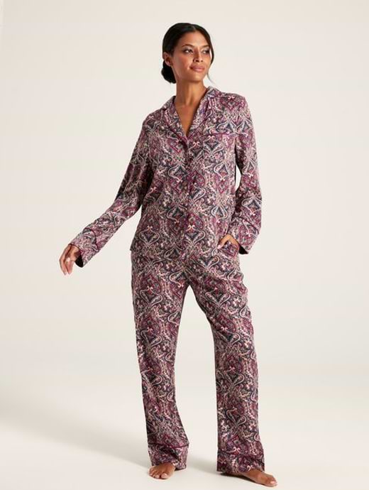 Joules Women s Nightwear Set Navy Sand Paisley Pink