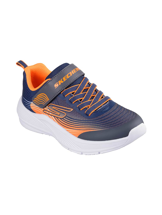 Skechers Boys Microspec Advance Lightweight Gore Strap Sneaker Navy Orange