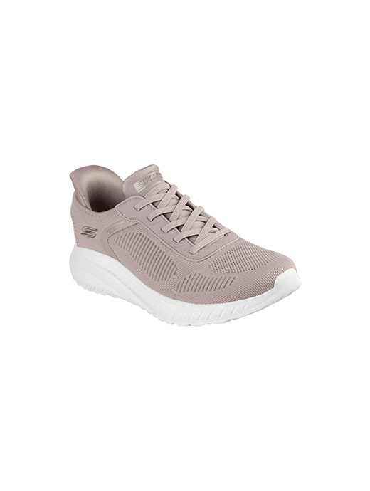 Skechers Women s Bobs Sport Squad Knit Bungee Slip Ins Taupe