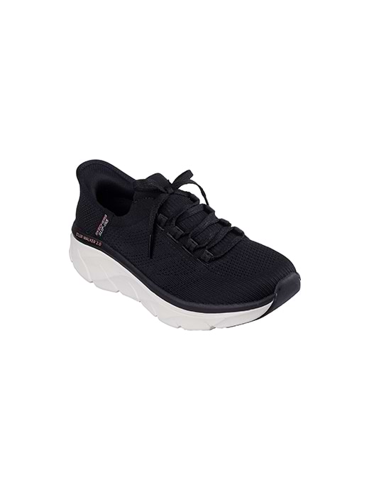 Skechers Women s D Lux Walker 2.0 Thrill Movement Stretch Knit Laced Slip Ins Black Tan