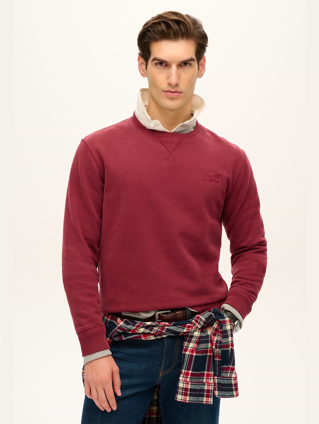 Superdry Men's Essential Logo Crew Sweatshirt Rich Burgundy