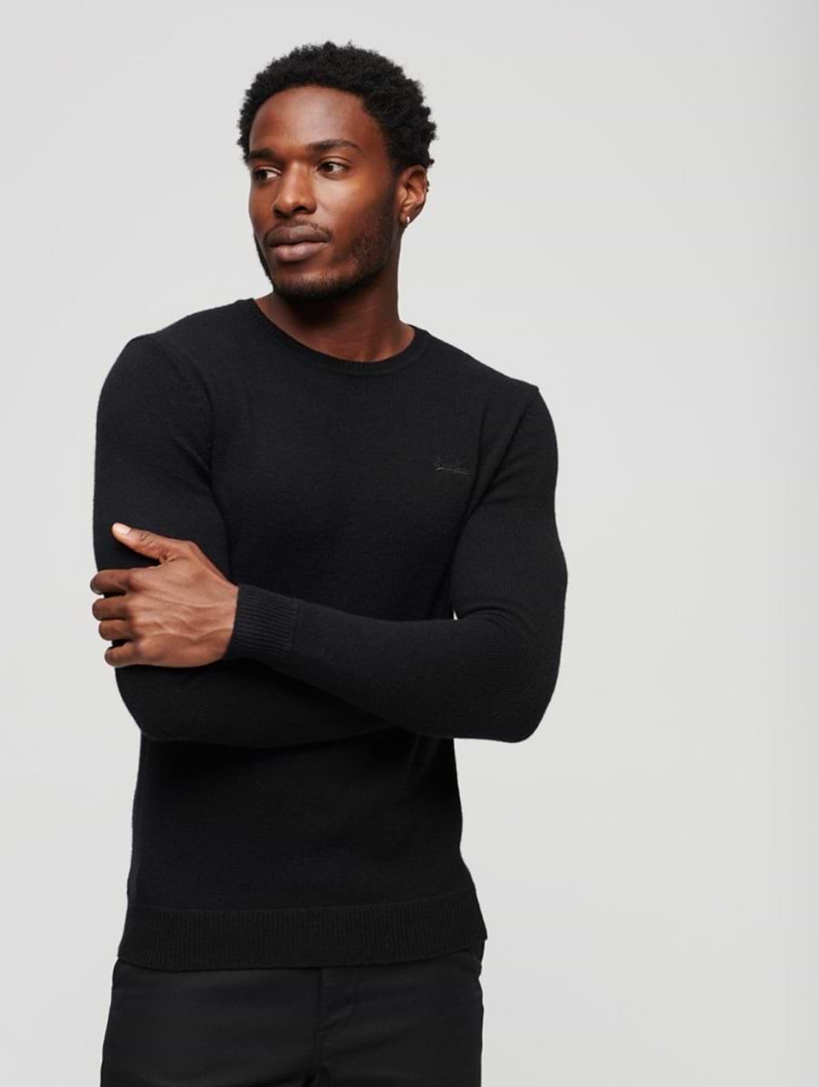 Superdry Men's Essential Slim Fit Crew Jumper Black