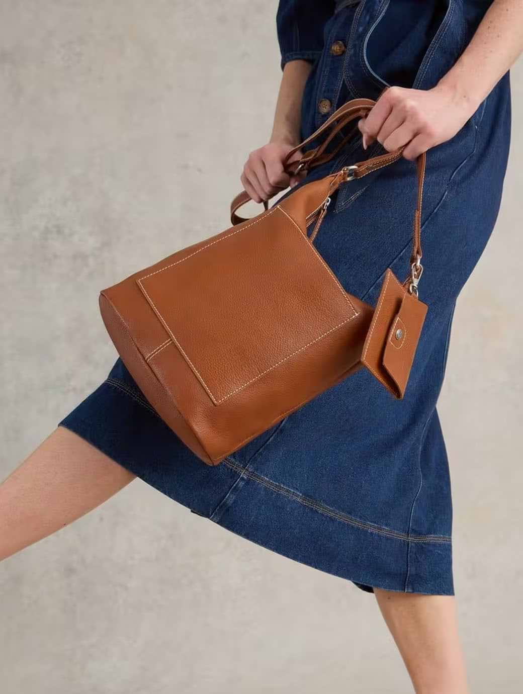 White stuff tan leather bag outlet