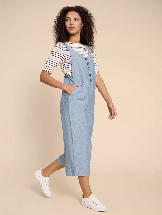 Petite Ladies Soft Dungarees PixieGirl Petite Green Acid Wash Wide