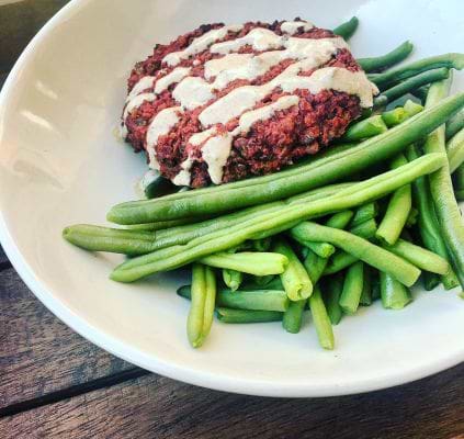 Lentil and beet burger