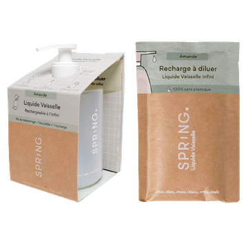 Pack Flacon + Recharge Poudre Liquide Vaisselle Amande BIO
