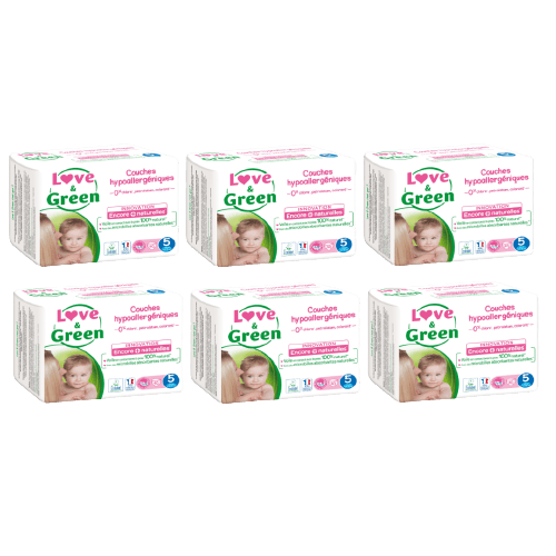 6 x Couches Hypoallergéniques Taille 5 (12-25 kg)