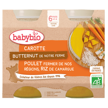 Carotte Butternut Poulet Riz Dès 6 Mois BIO