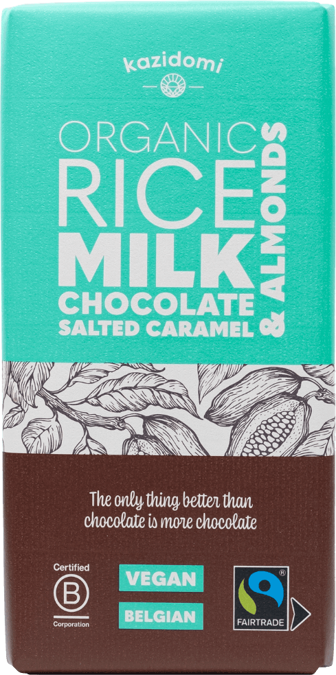 Chocolade Vegan Amandelen en gezouten Karamel Fair Trade THT : 30/09/22