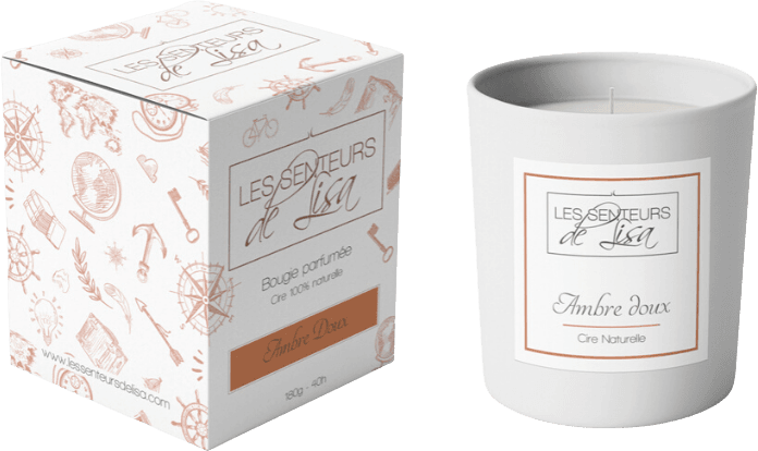 Bougie parfumée en cire de soja - Ambre doux