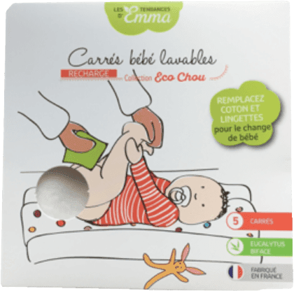 Carrés Bébé Lavables Eucalyptus Biface