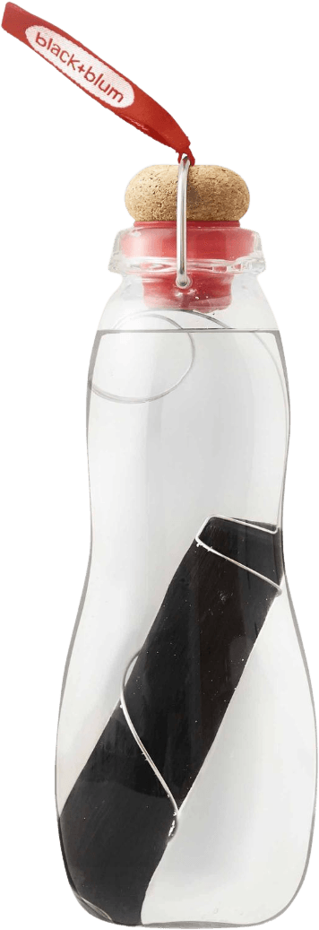 Bouteille D'Eau En Verre & Charbon Rouge
