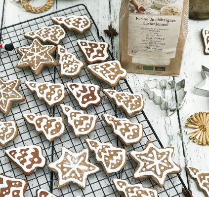 Christmas cookies with spices and chestnut flour