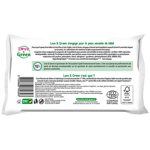 56 Lingettes Hypoallergéniques Eau Pure