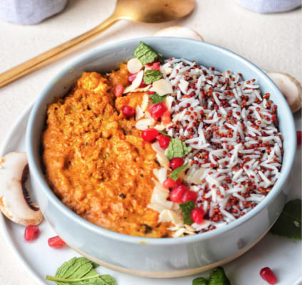 Curry de tofu et quinoa rouge