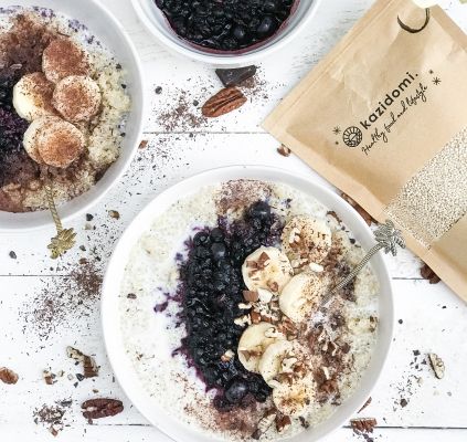 Quinoa à la banane et aux myrtilles