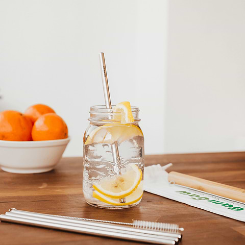 Set of 6 Stainless Steel Straws