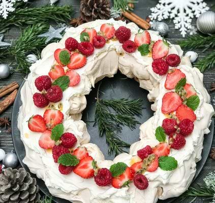 Recette de pavlova vegan aux fruits rouges (IG bas)image