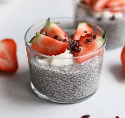 Chia pudding coco fraise et cacao