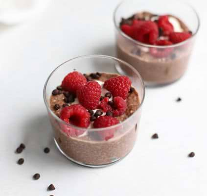 Chia pudding coco chocolat et framboise